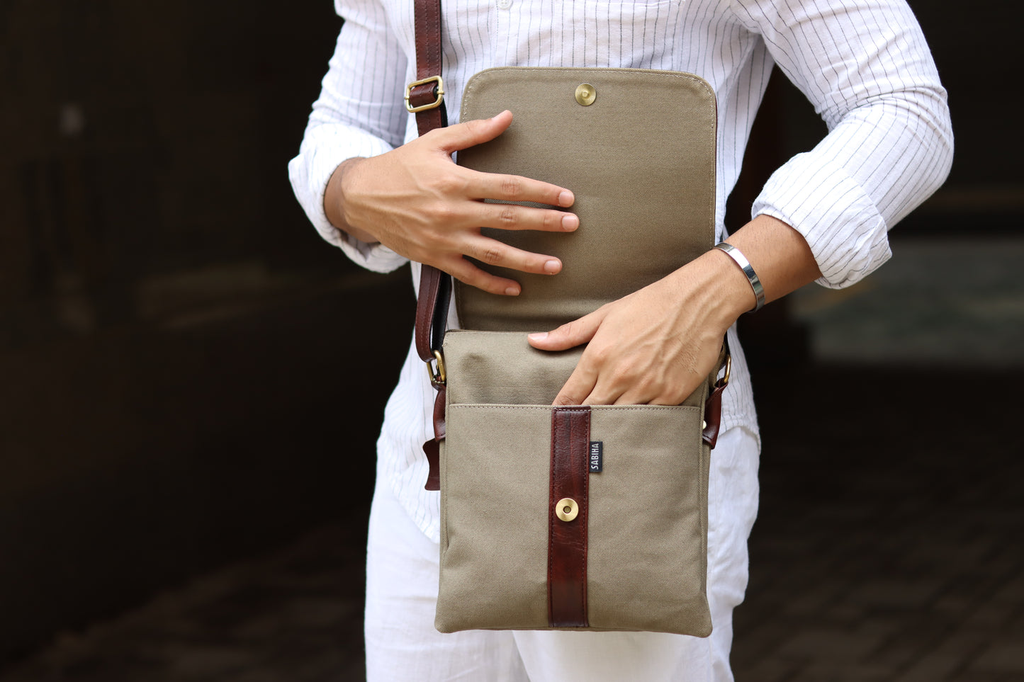 Mini Canvas & Leather Crossbody